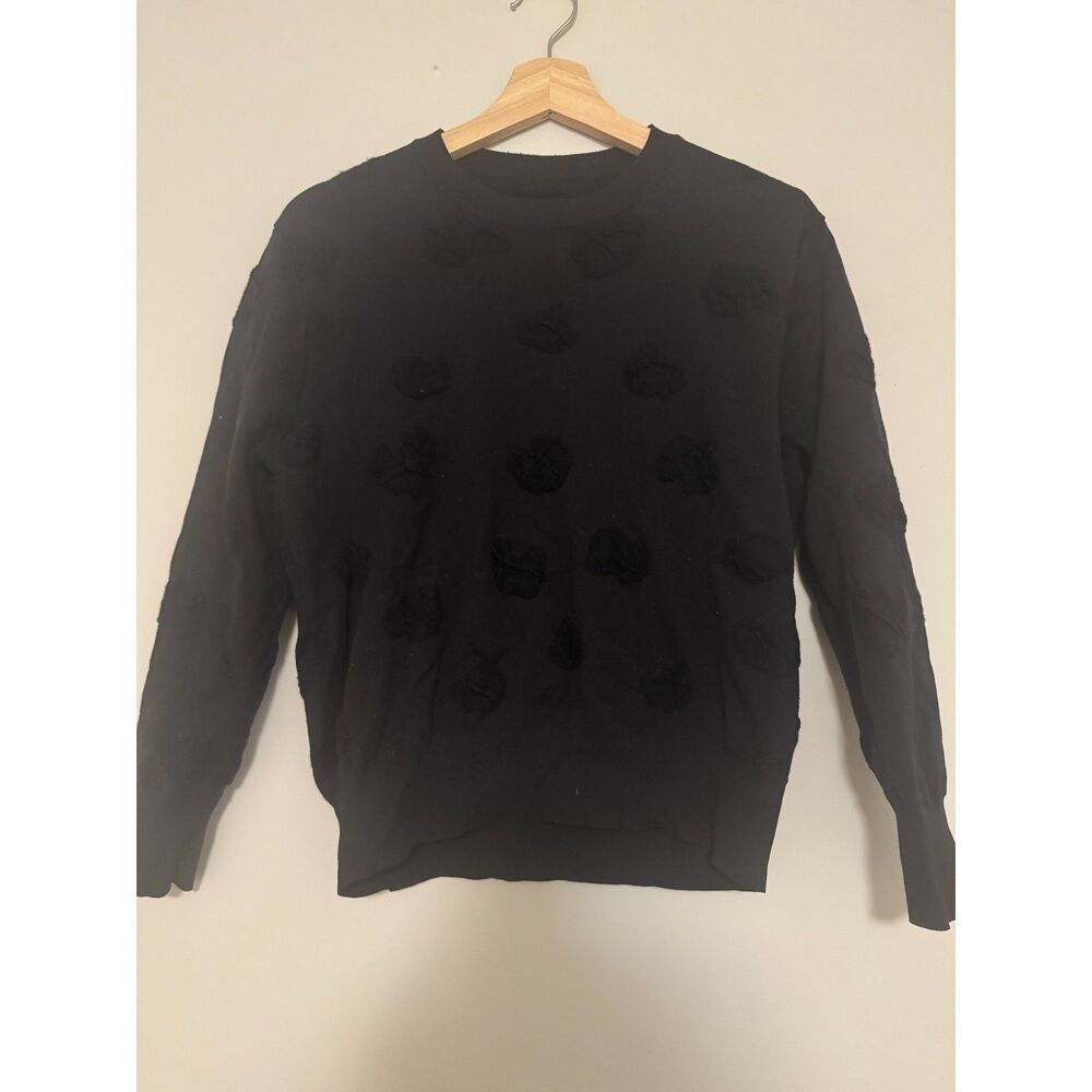 Acne Studios Deca Sweater Womens S Black Merino Wool 3D Textured Knit PAW13 2013